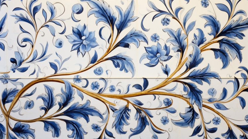 Vibrant blue and white tile in Lisbon