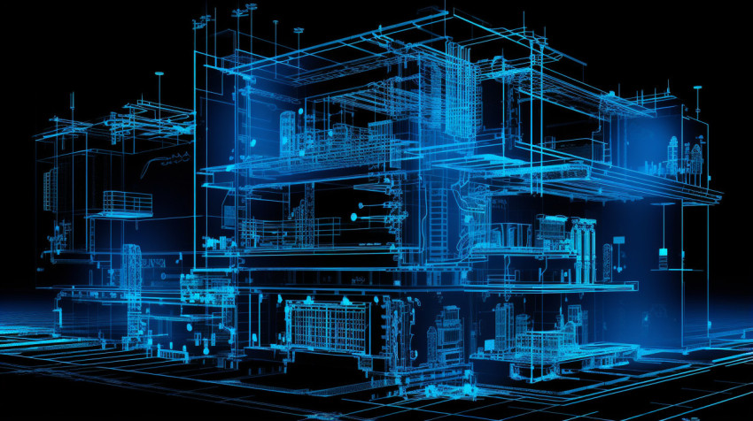 3d scanned blueprints and plans of an architectural building