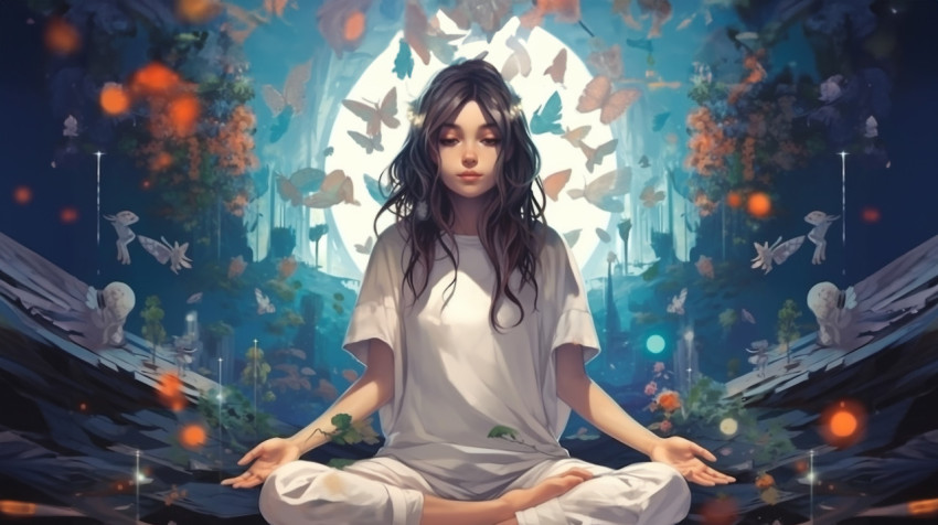 Meditating yogi with relaxed body Meditating yogi with relaxed body