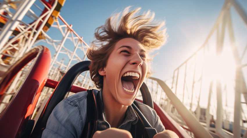 Roller coaster rider has the time of their life Roller coaster rider has the time of their life