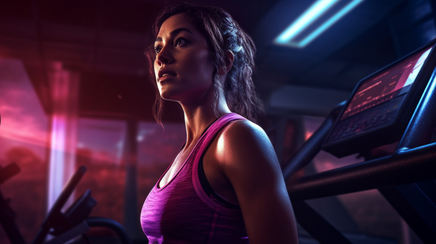 woman exercising in a gym with dark light woman exercising in a gym with dark light