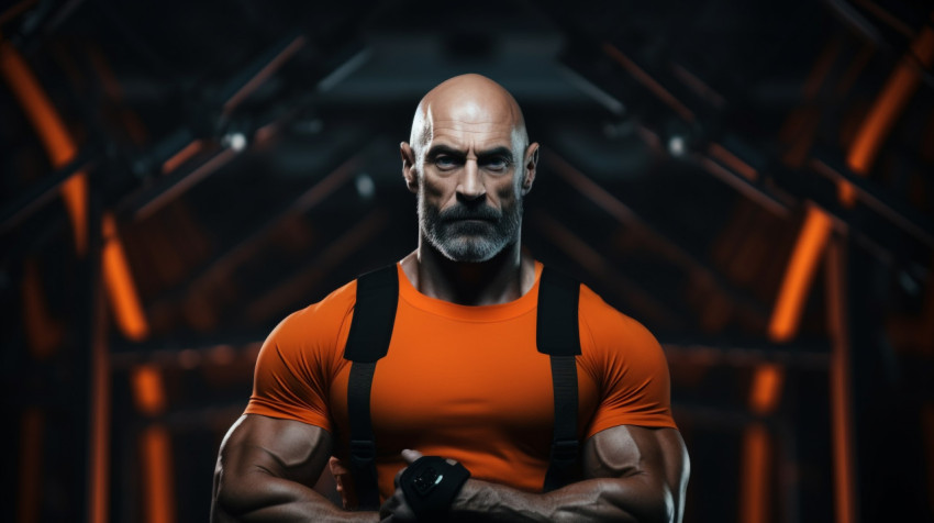 Powerful Bodybuilder in Dark Clothes Powerful Bodybuilder in Dark Clothes