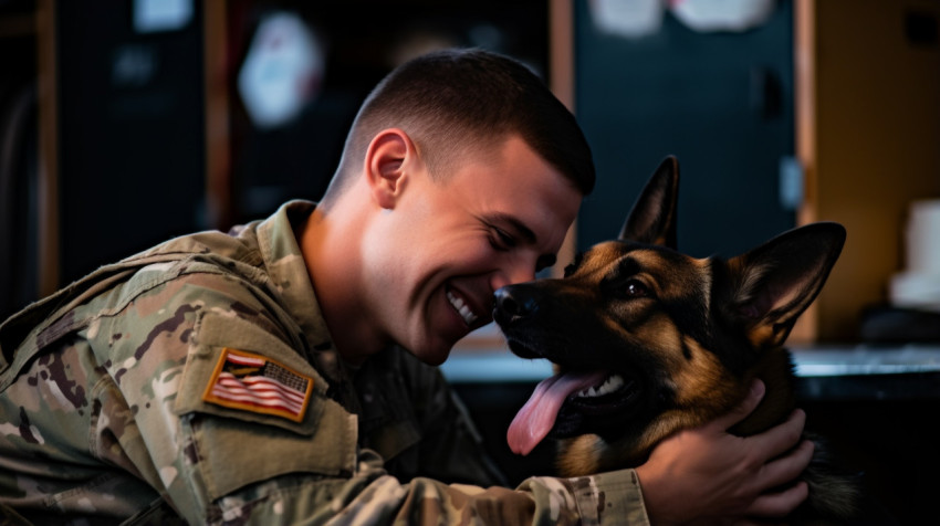 Dogs Joyful Welcome Home for Soldier