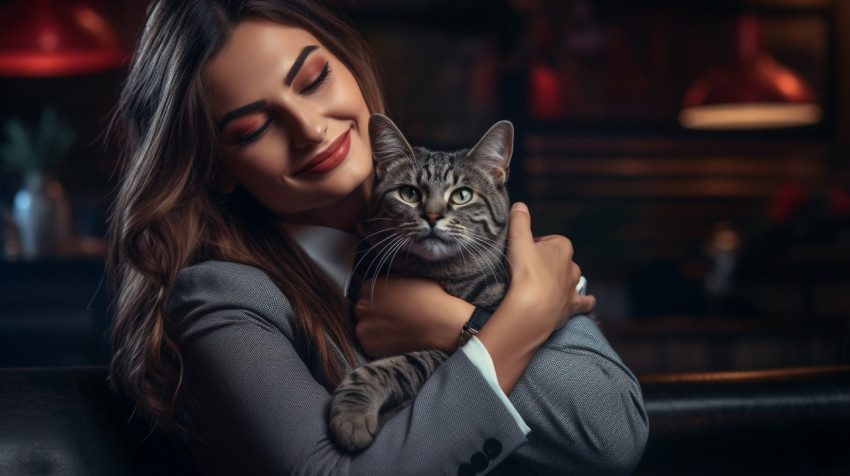 Woman finds peace in the arms of her furry friend Woman finds peace in the arms of her furry friend