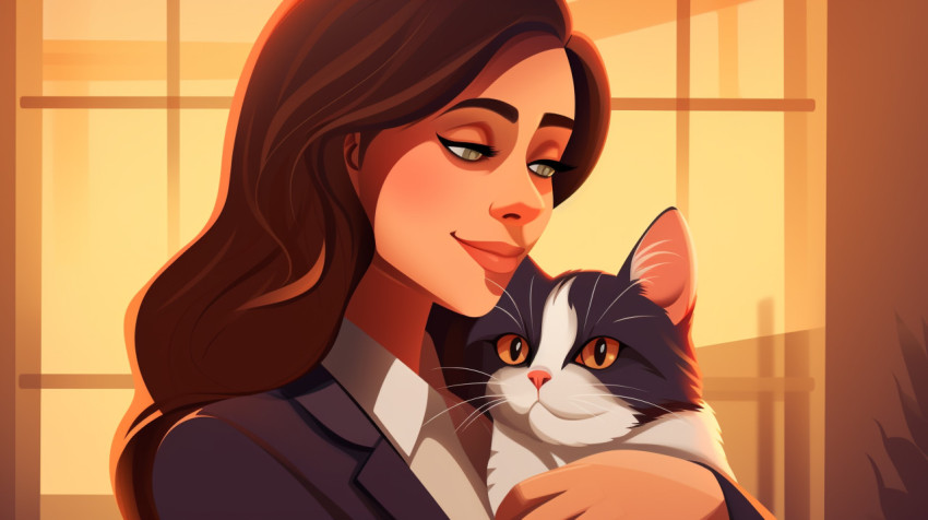 Cat Provides Comfort After Hard Day