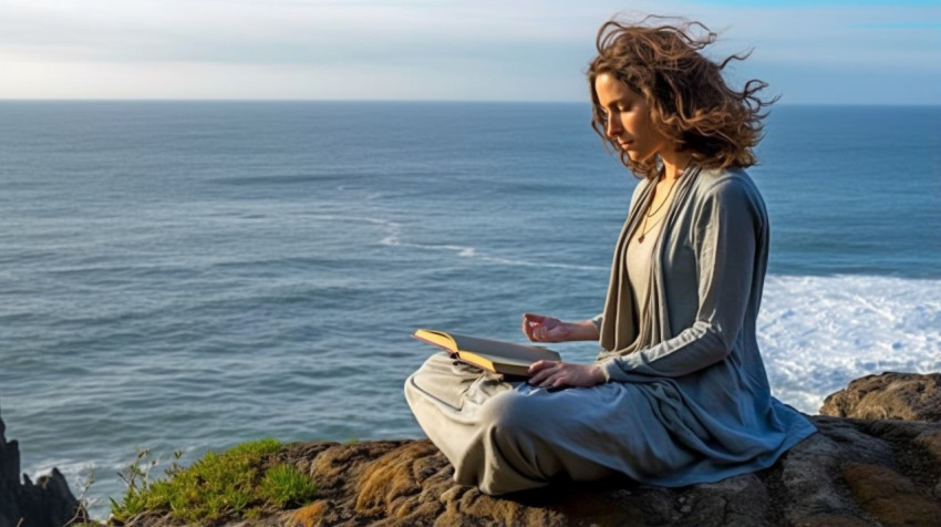 Woman Reflects on Life by the Ocean Woman Reflects on Life by the Ocean