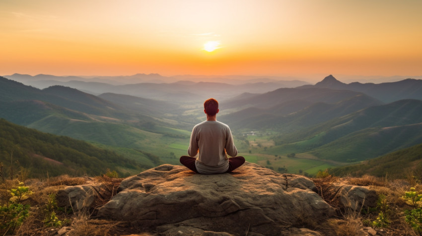 Peaceful moment on mountaintop Peaceful moment on mountaintop