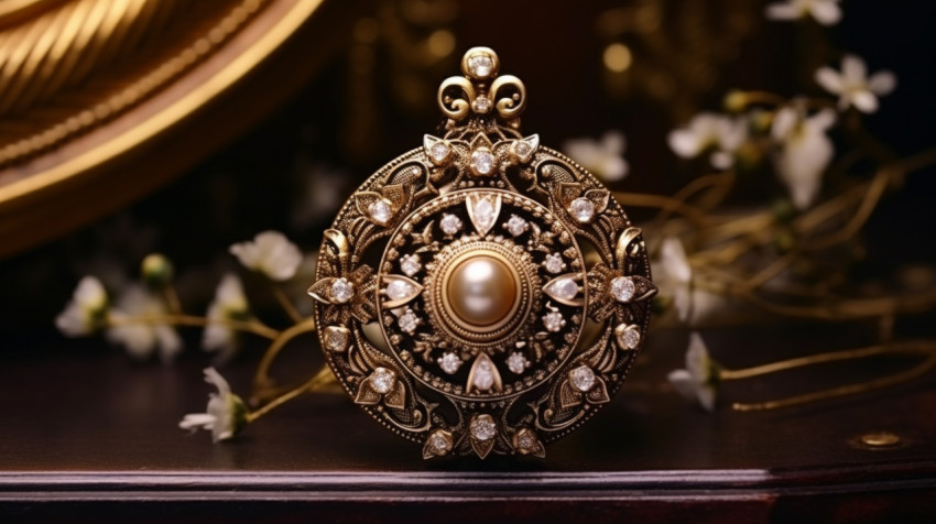 Brown Pendant with Sparkling Diamonds