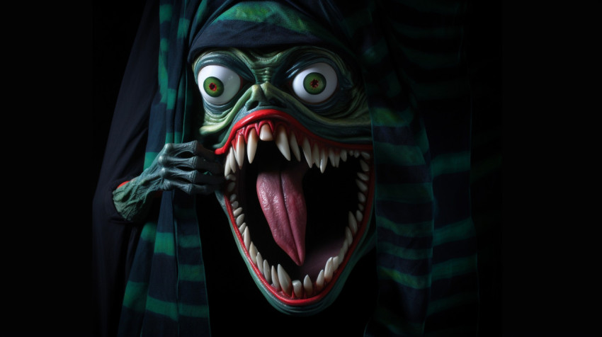 Monster puppet sticking out tongue