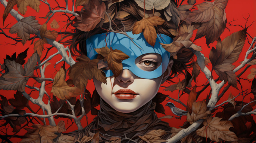Young girl with leaves in her hair Young girl with leaves in her hair