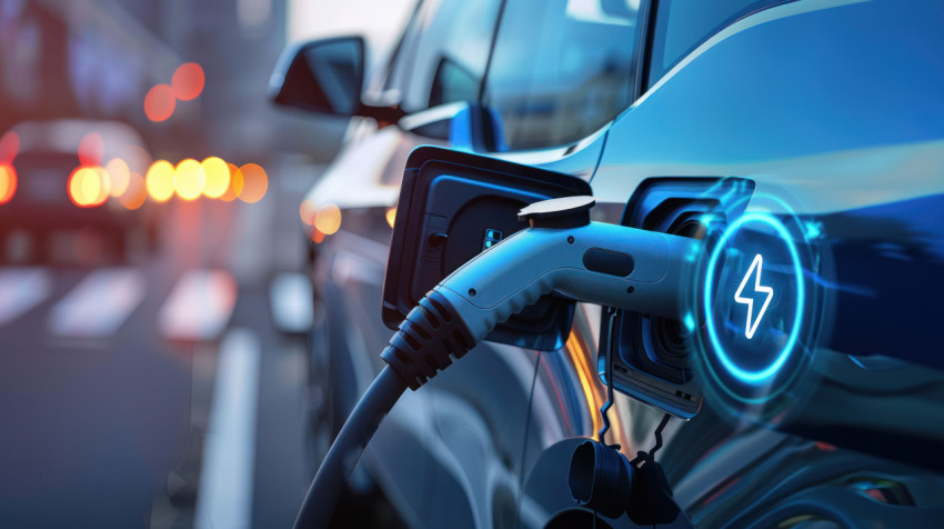 A digital electric vehicle charging with visual glowing energy icon illustrating electric vehicle concept A digital electric vehicle charging with visual glowing energy icon illustrating electric vehicle concept