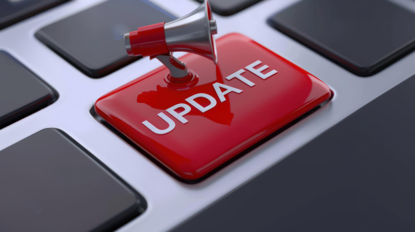 Red keyboard button with text Update Red keyboard button with text Update