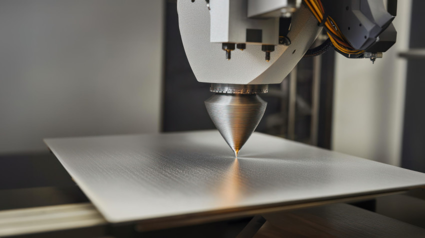 3D printer printing metallic material on a metal plate 3D printer printing metallic material on a metal plate