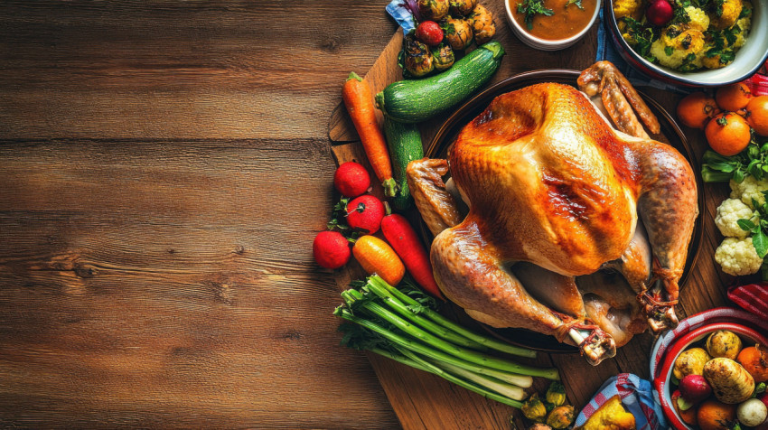 Beautifully crafted table setting with traditional thanksgiving dinner featuring roasted turkey Beautifully crafted table setting with traditional thanksgiving dinner featuring roasted turkey