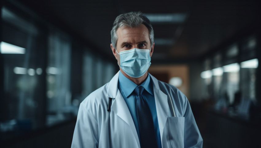 Doctor in medical clothing and blue mask standing, health and medical stock image Get unlimited access to a library of free ai prompts and ai images to help you generate creative ideas.