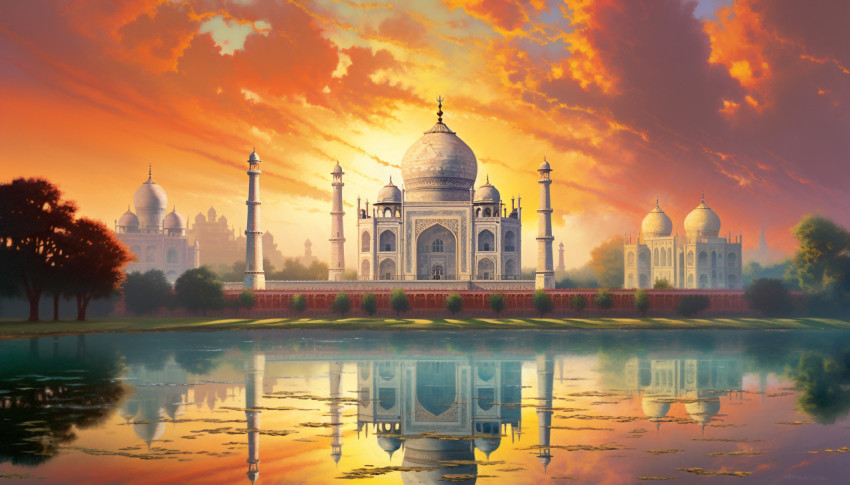 Taj mahal illuminated by the sun Taj mahal illuminated by the sun, taj mahal free images, taj mahal ai prompts, agra free images