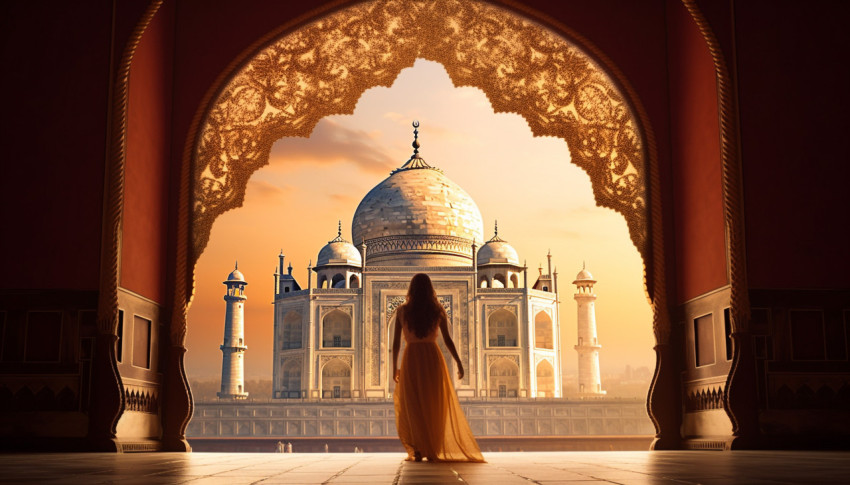Taj mahal archway and landscape Taj mahal archway and landscape, taj mahal free images, taj mahal ai prompts, agra free images