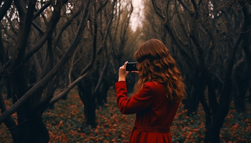 Female Photographer in Treetops Female Photographer in Treetops