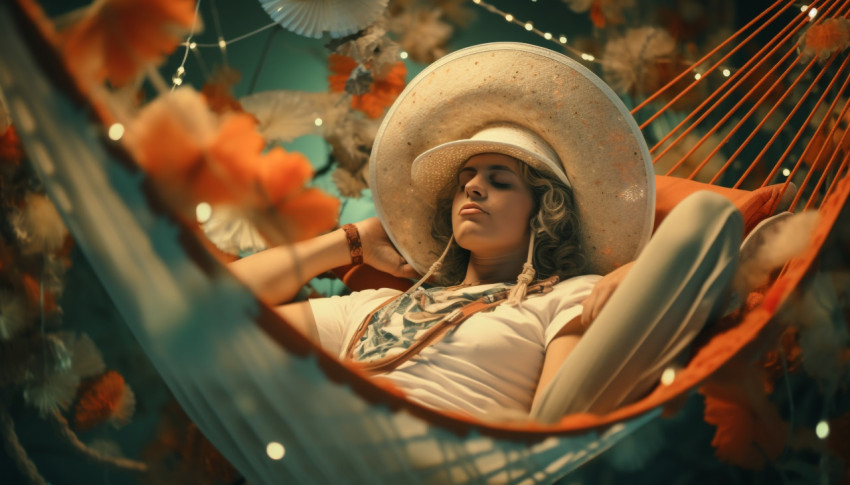 Woman in Hammock with Hat Woman in Hammock with Hat