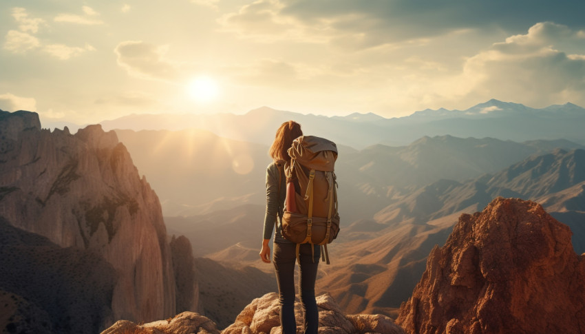 Mountaineer Taking in the View at Sunset Mountaineer Taking in the View at Sunset