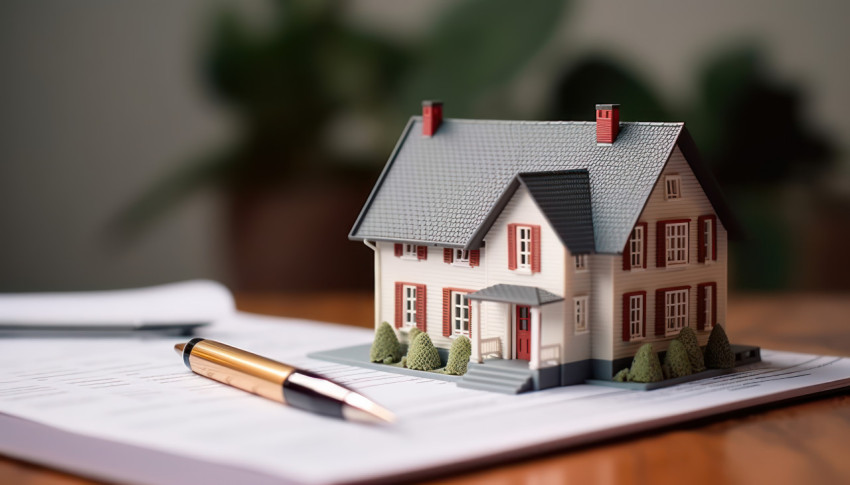House model for sale keys on rental or buy home contracts estate property background home loan paperwork House model for sale keys on rental or buy home contracts estate property background home loan paperwork