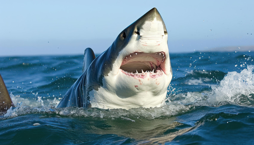 Massive great white shark surfaces off the coast Massive great white shark surfaces off the coast
