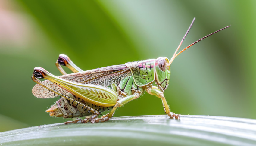 A grasshopper calmly sitting on a single blade A grasshopper calmly sitting on a single blade