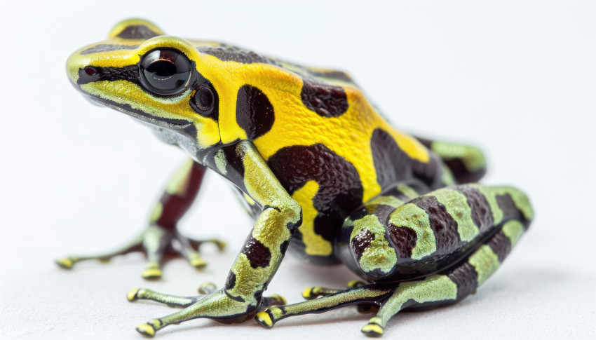 A detailed view of a yellow banded poison arrow frog A detailed view of a yellow banded poison arrow frog