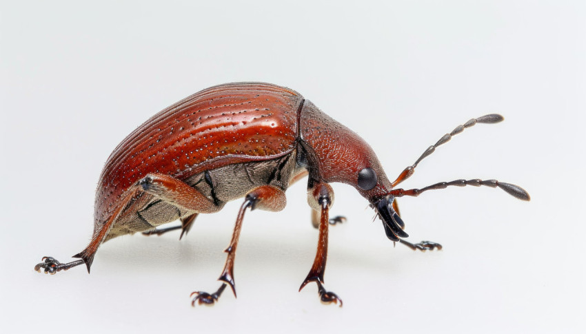 Red palm weevil showcased on a clean white background Red palm weevil showcased on a clean white background
