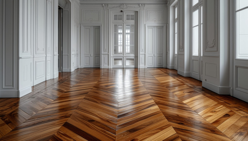 Simple empty room with wooden floors and doors Simple empty room with wooden floors and doors