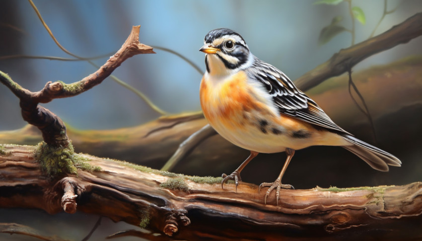A photo of a brambling bird perched on a tree branch, royalty-free bird stock image Get unlimited access to a library of free ai prompts and ai images to help you generate creative ideas.