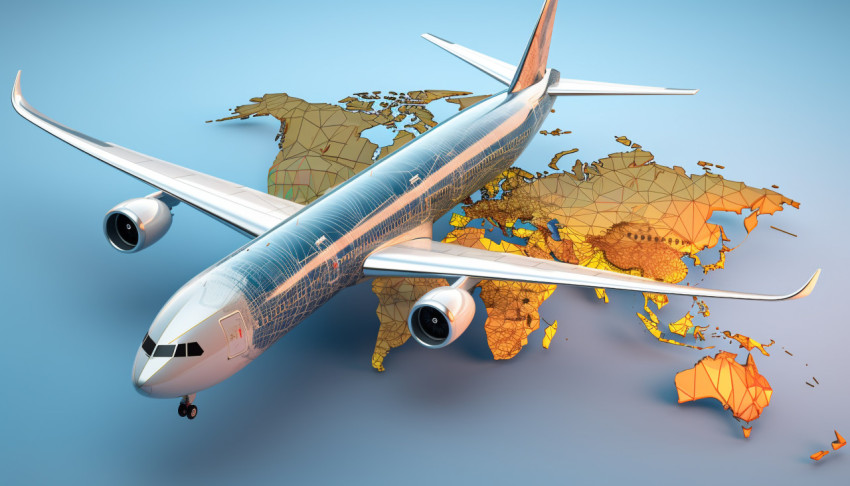 3D World Map Wraps Airplane 3D World Map Wraps Airplane