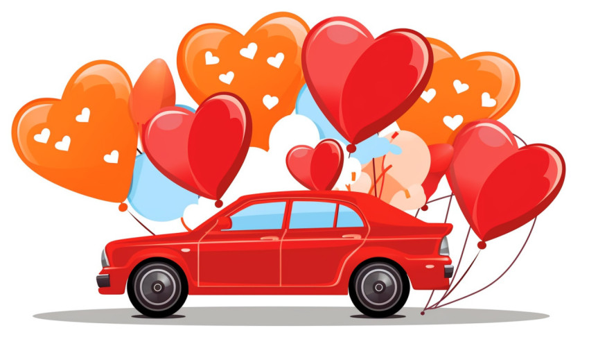 Car with balloons sticker template Car with balloons sticker template, bumper stickers stock image, bumper stickers ai prompt, ai-generated bumper stickers
