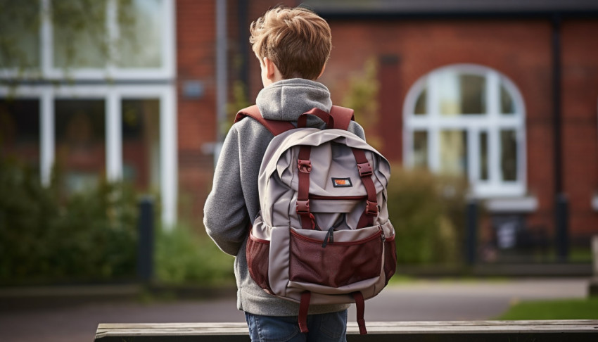 Young Boy Walking to School Young Boy Walking to School