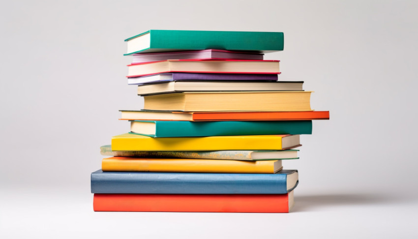 Colorful Books Soar on White Colorful Books Soar on White