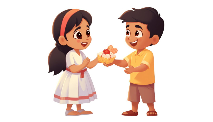 Young boy and girl playing with each other with hands holding gifts Get unlimited access to a library of free ai prompts and ai images to help you generate creative ideas.
