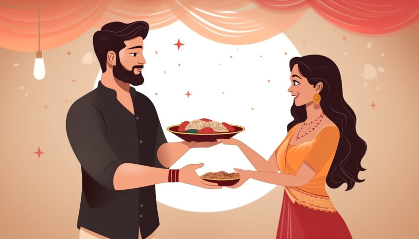 One man and one woman standing up for vedas raksha bandhan concept Get unlimited access to a library of free ai prompts and ai images to help you generate creative ideas.