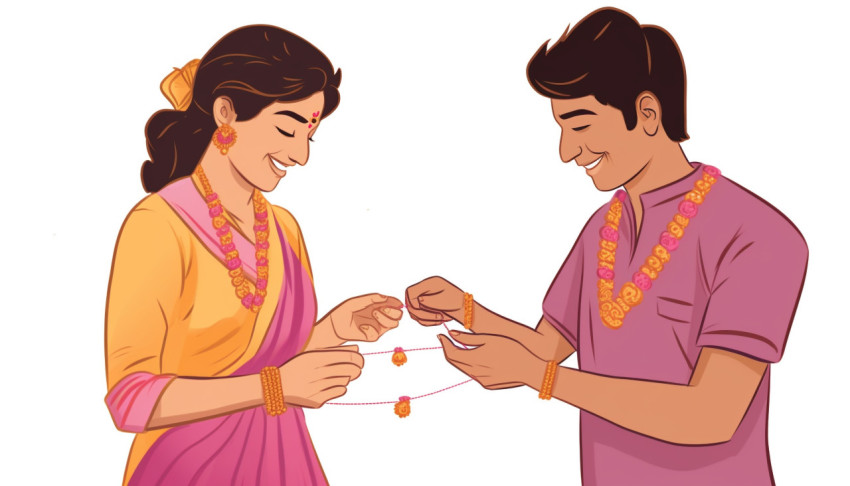 An indian couple are presenting gifts to each other in a video An indian couple are presenting gifts to each other in a video