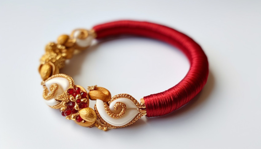 Rakhi cashew and red bangle Rakhi cashew and red bangle, raksha bandhan stock photo, raksha bandhan vector illustration, raksha bandhan ai generator