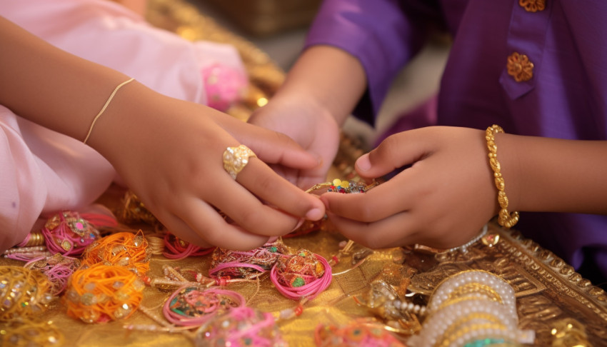 Childs hands on his eldest brother to give their hands rakhis fo Childs hands on his eldest brother to give their hands rakhis for the rang puja, raksha bandhan stock photo, raksha bandhan vector illustration, raksha bandhan ai generator