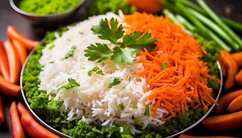 Tricolor rice for celebration Tricolor rice for celebration, independence day stock image, independence day ai prompt