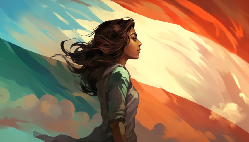 An indian flag flying in the sky An indian flag flying in the sky, independence day stock image, independence day ai prompt