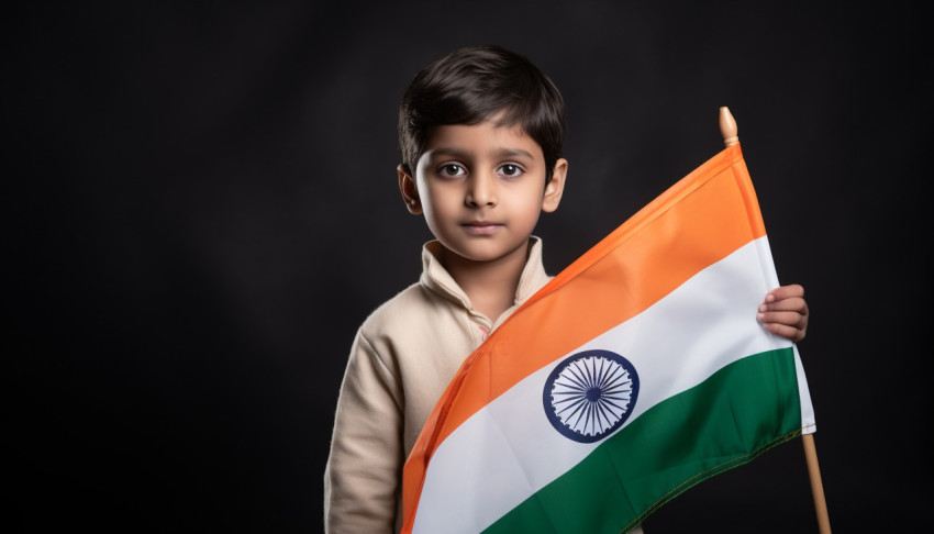 Childs love for india Childs love for india, independence day stock image, independence day ai prompt