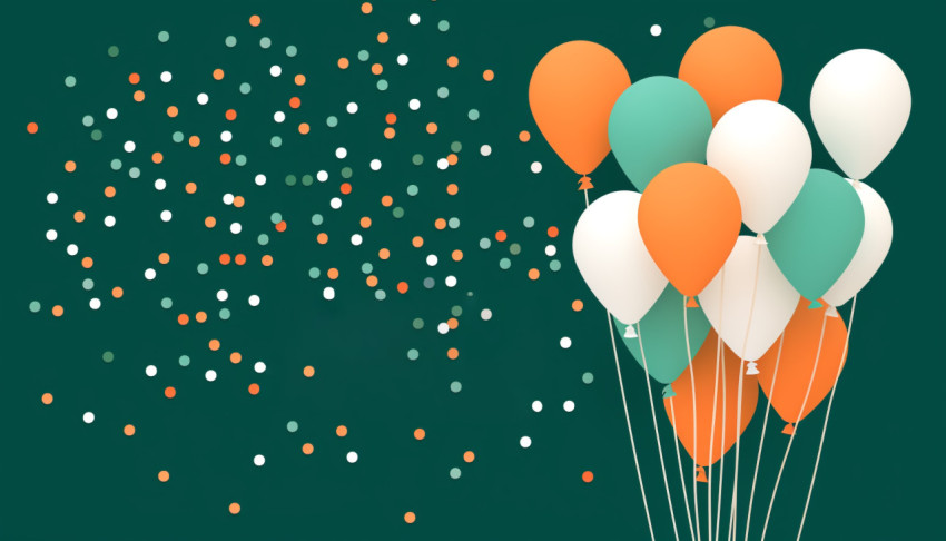 Happy indian day with confetti balloons Happy indian day with confetti balloons, independence day stock image, independence day ai prompt