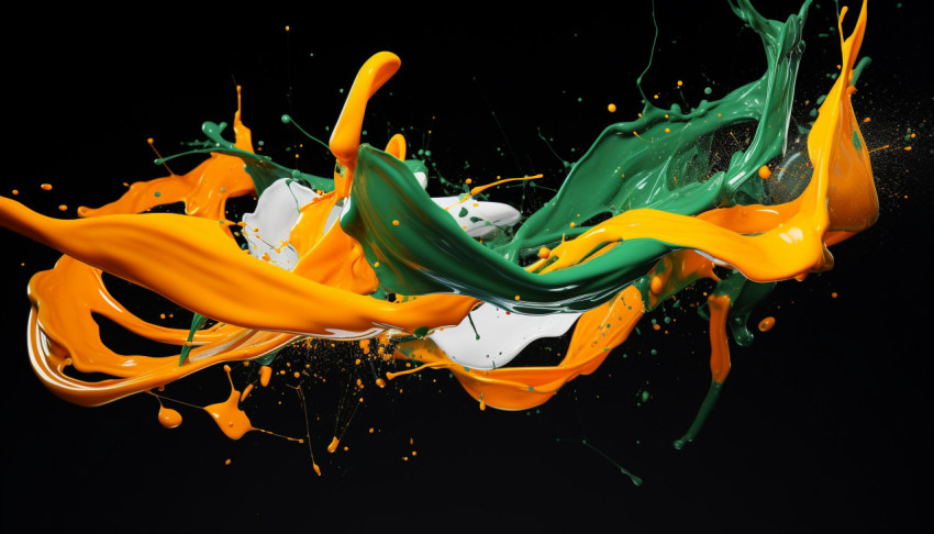 A picture of an orange and green paint splash A picture of an orange and green paint splash, independence day stock image, independence day ai prompt
