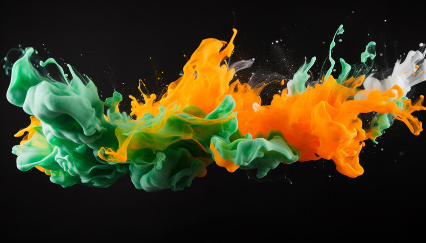 Orange and Green Paint Splash Orange and Green Paint Splash