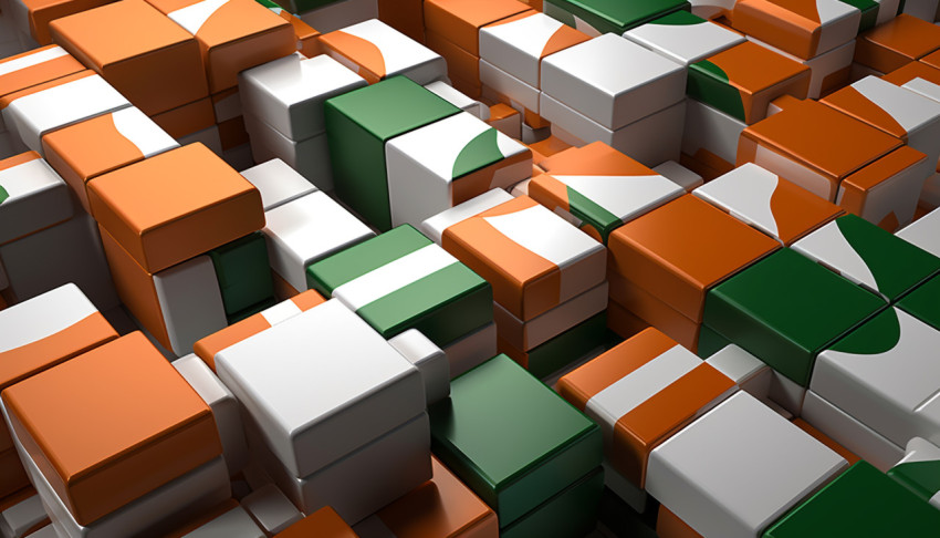 3d puzzles showing the flags of ireland & india 3d puzzles showing the flags of ireland & india, independence day stock image, independence day ai prompt