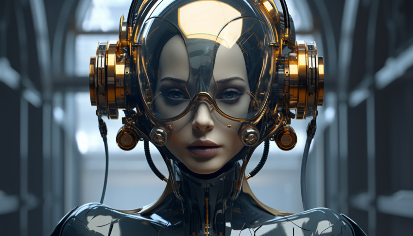 A futuristic face of a robot woman A futuristic face of a robot woman