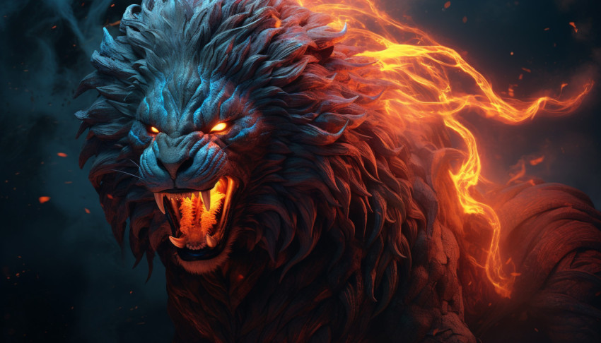 Swirling Flames Lion Digital Artwork Swirling Flames Lion Digital Artwork