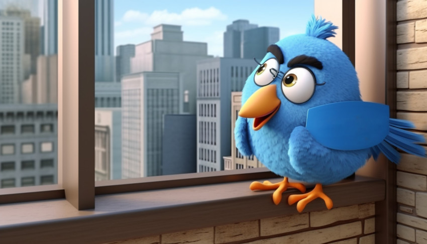 A blue bird sitting on a windowsill A blue bird sitting on a windowsill